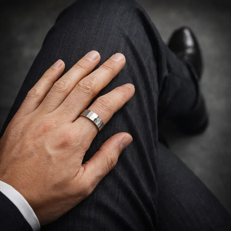 Bague en titane martelée – Titan Adrien Moniquet
