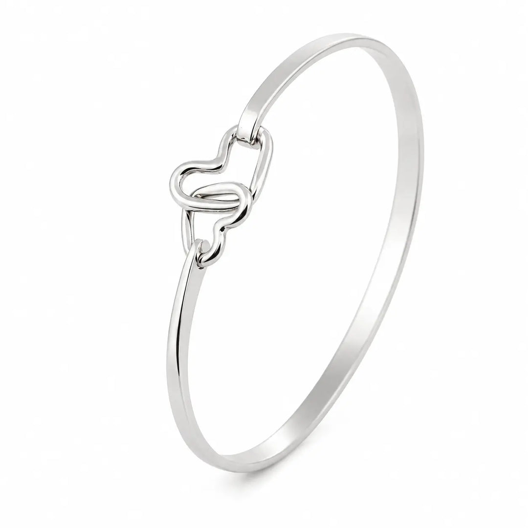 Bracelet Jonc Cœurs Entrelacés en Argent Massif Adrien Moniquet