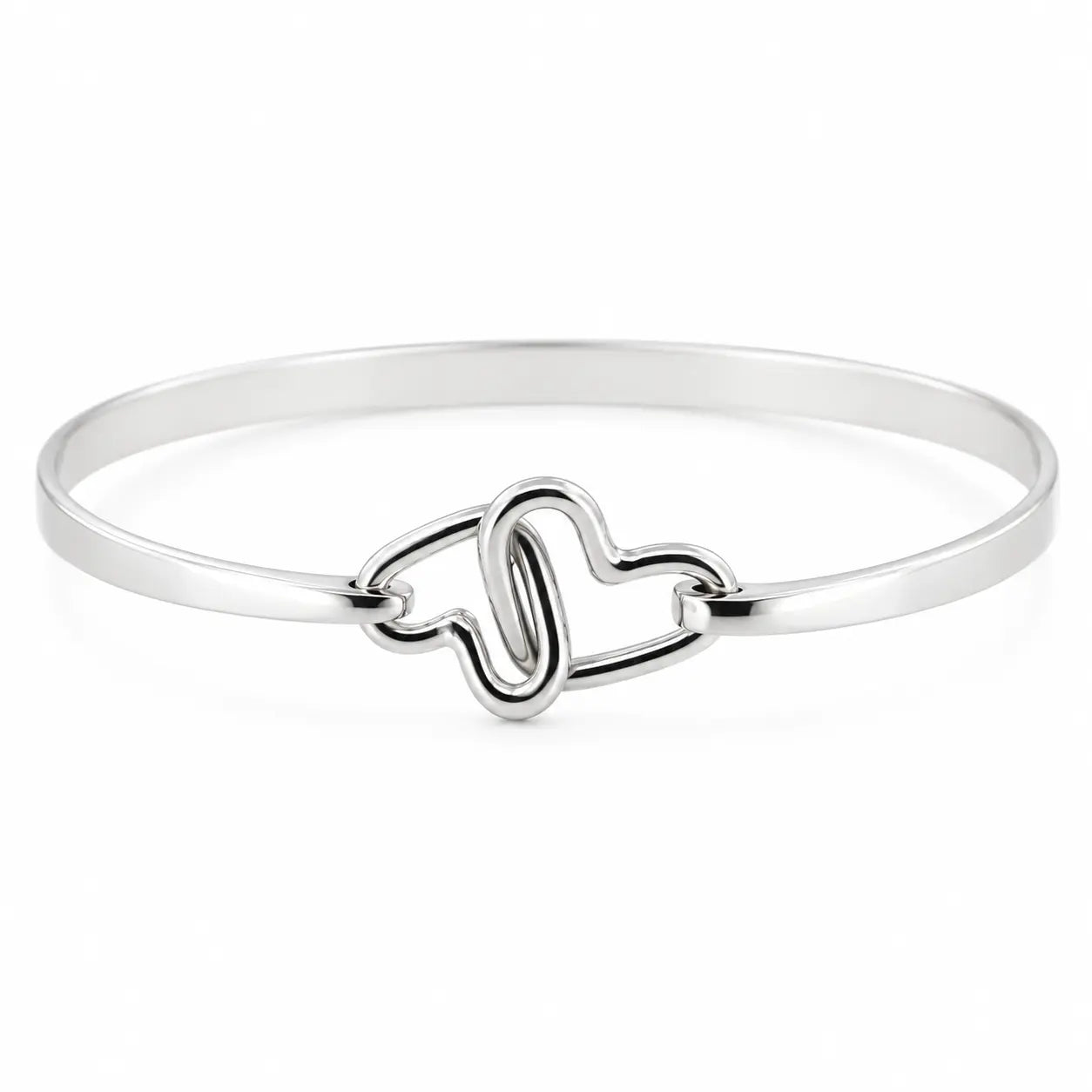 Bracelet Jonc Cœurs Entrelacés en Argent Massif Adrien Moniquet
