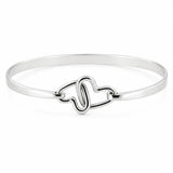 Bracelet Jonc Cœurs Entrelacés en Argent Massif Adrien Moniquet