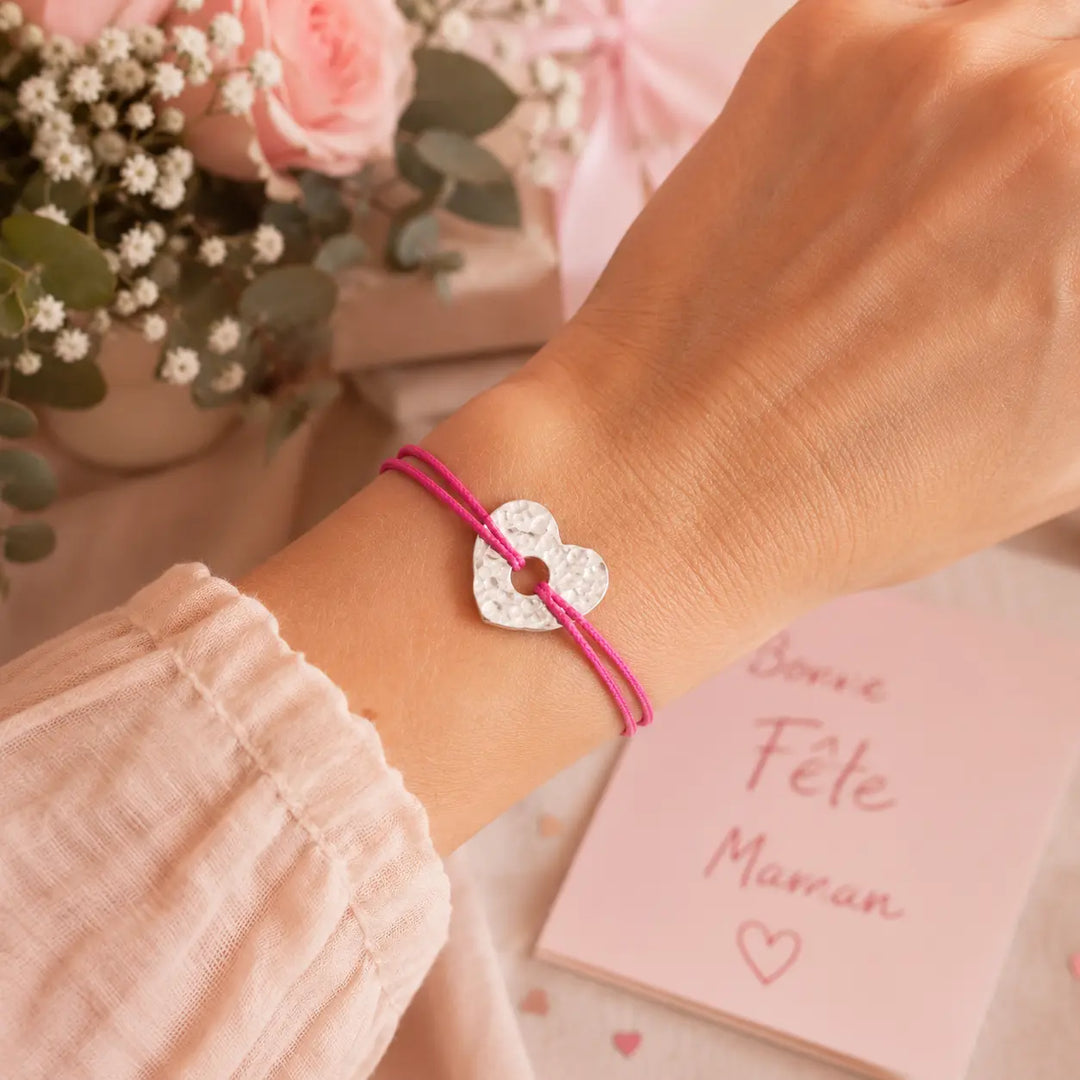 Bracelet cœur en argent massif – Cadeau Fête des Mères Adrien Moniquet