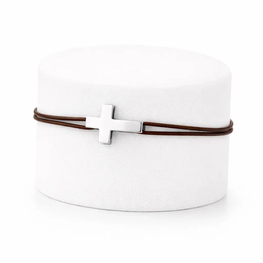 Bracelet croix argent sur cordon – Gabriel Adrien Moniquet