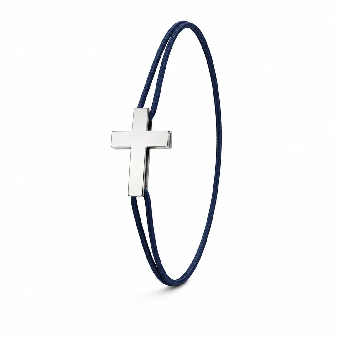 Bracelet croix argent sur cordon – Gabriel Adrien Moniquet