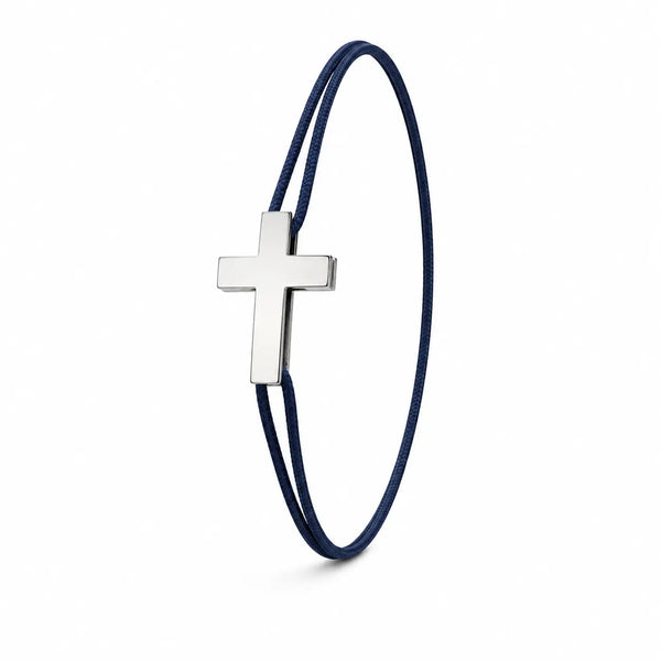 Bracelet croix argent sur cordon – Gabriel Adrien Moniquet