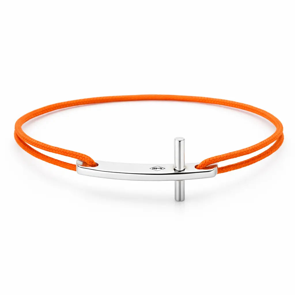 Bracelet croix en argent sur cordon-Paul Adrien Moniquet