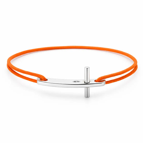 Bracelet croix en argent sur cordon-Paul Adrien Moniquet