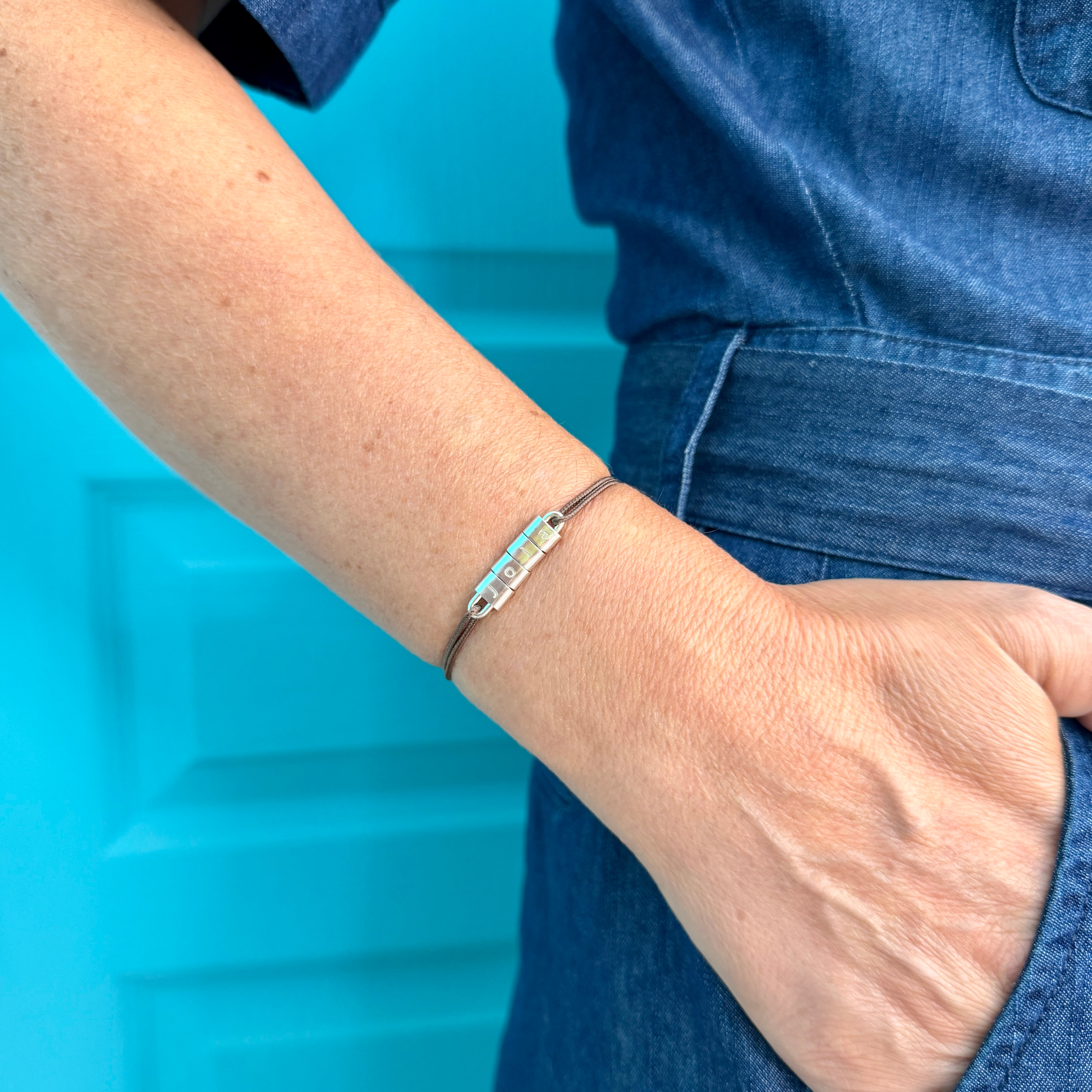 Bracelet Cordon personnalisé en argent massif