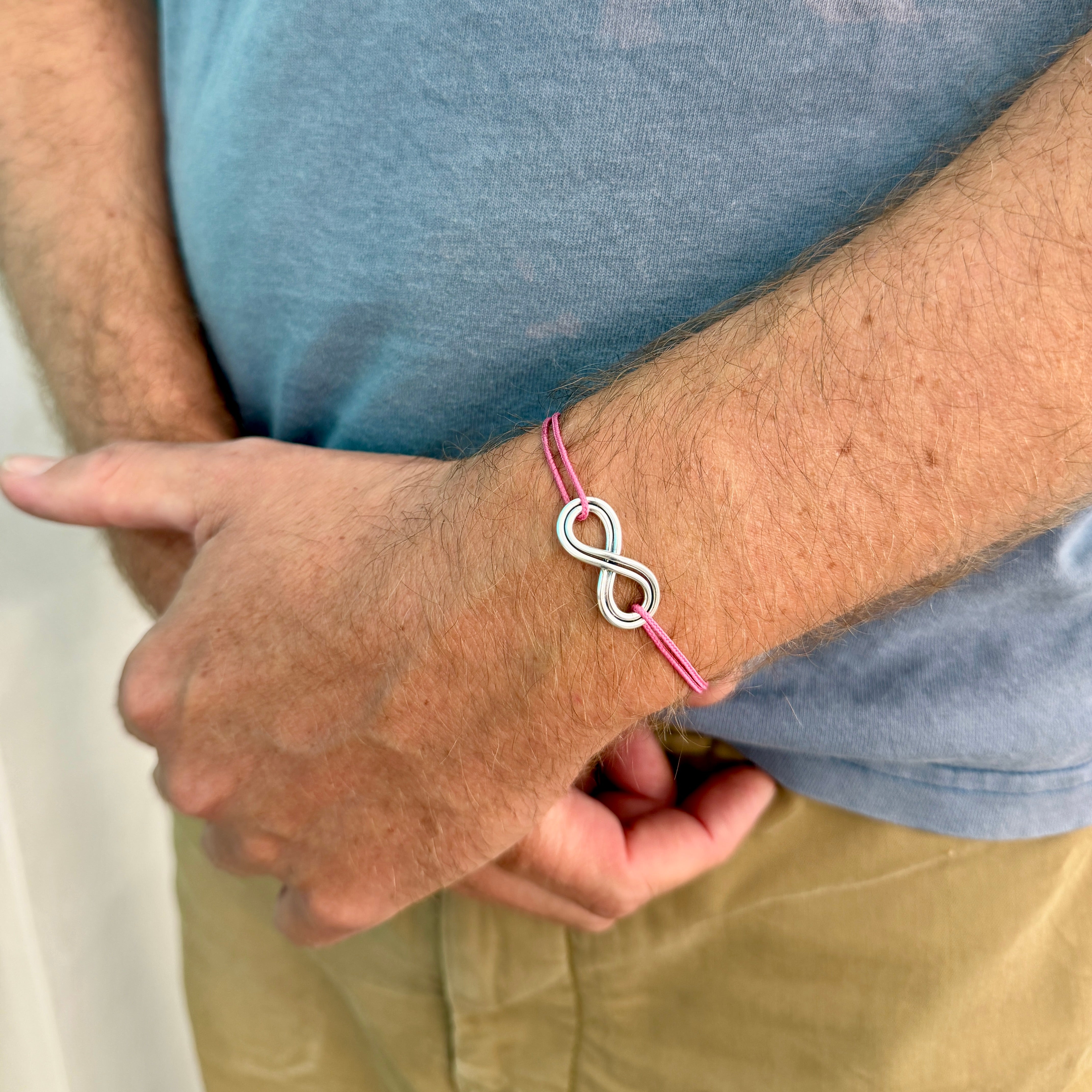 Bracelet Cordon Infini Double en argent massif
