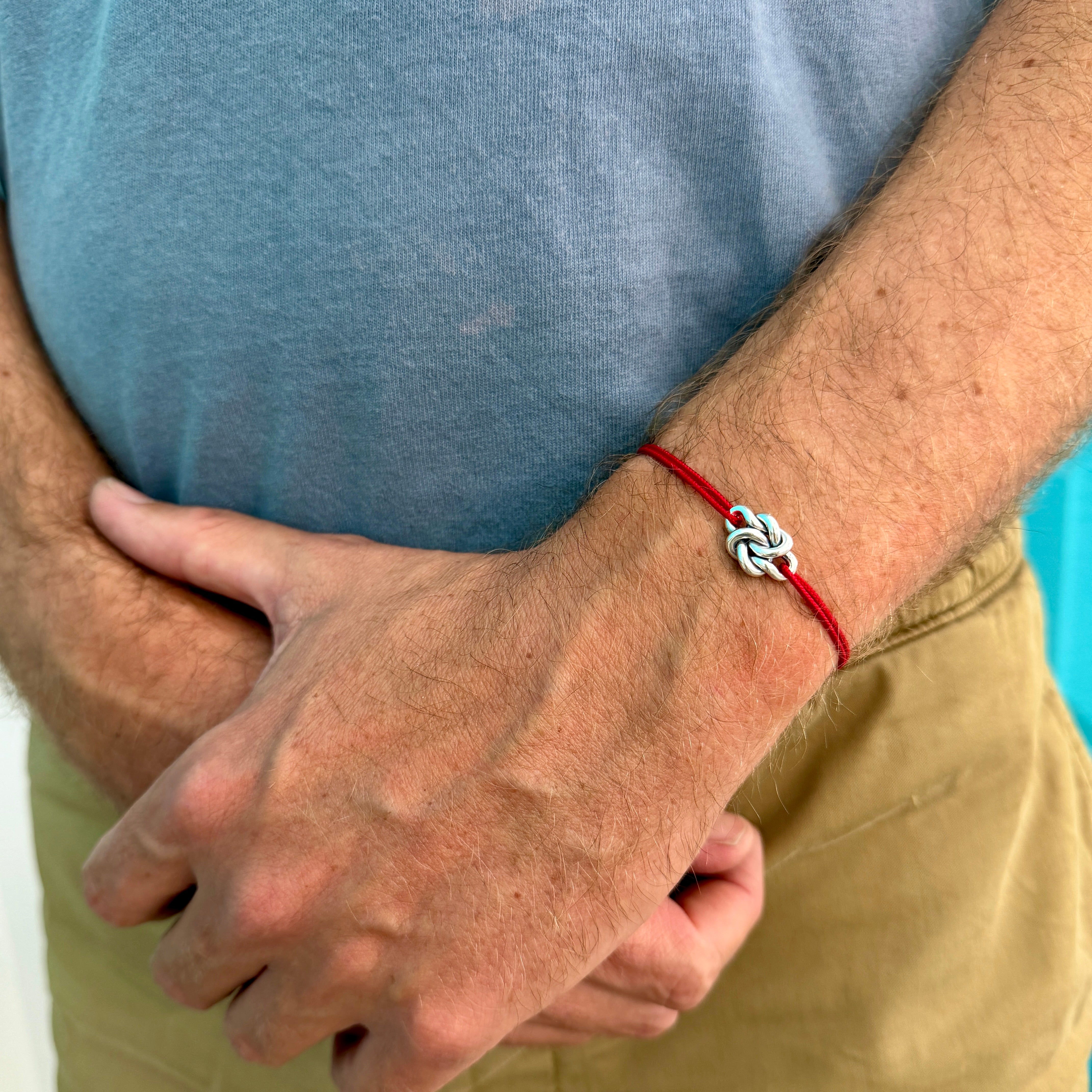 Bracelet Cordon Toi & Moi Double Nœud en argent massif