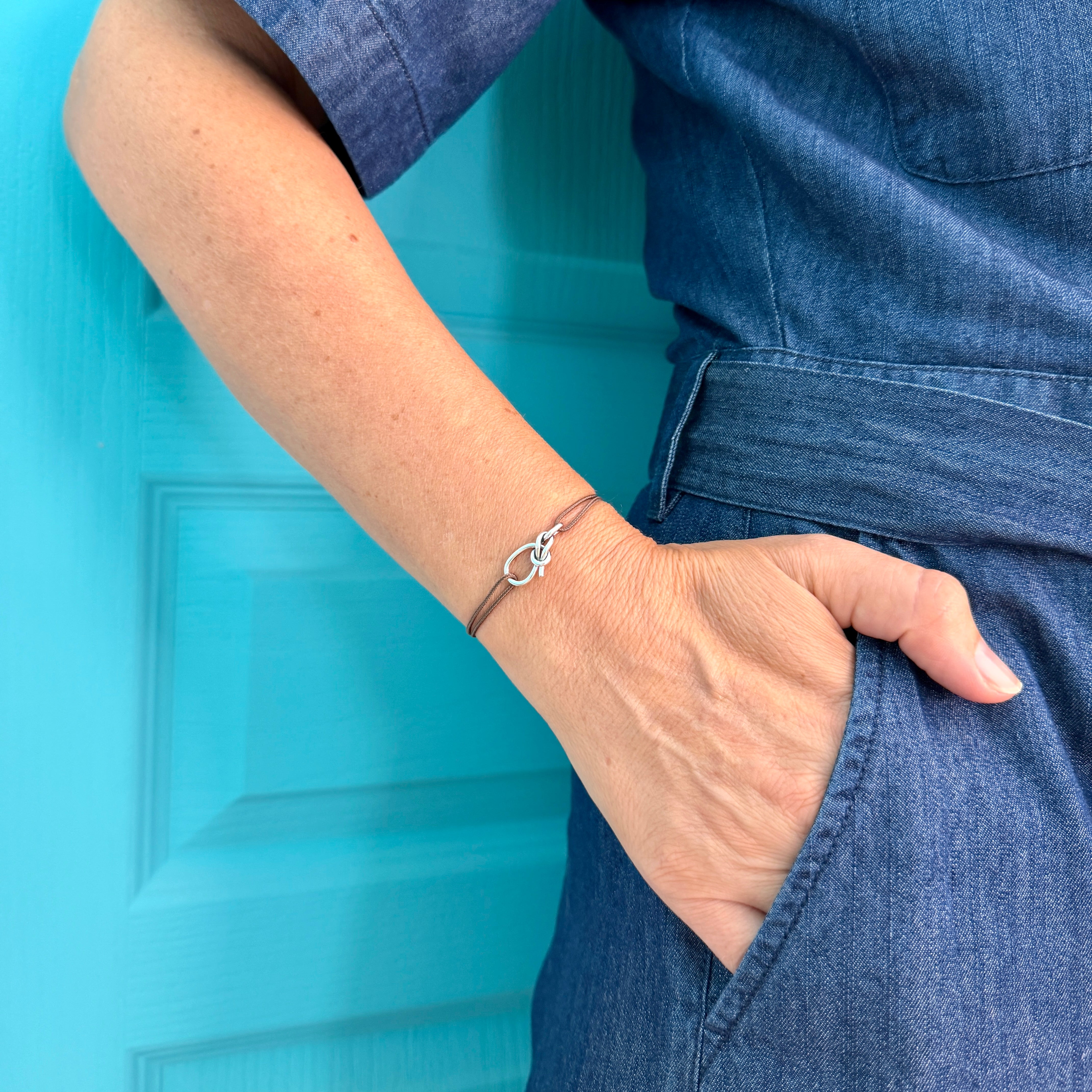 Bracelet Cordon Océan en argent massif — version courte
