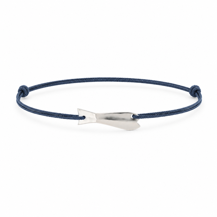 Bracelet Cordon Poisson en argent massif