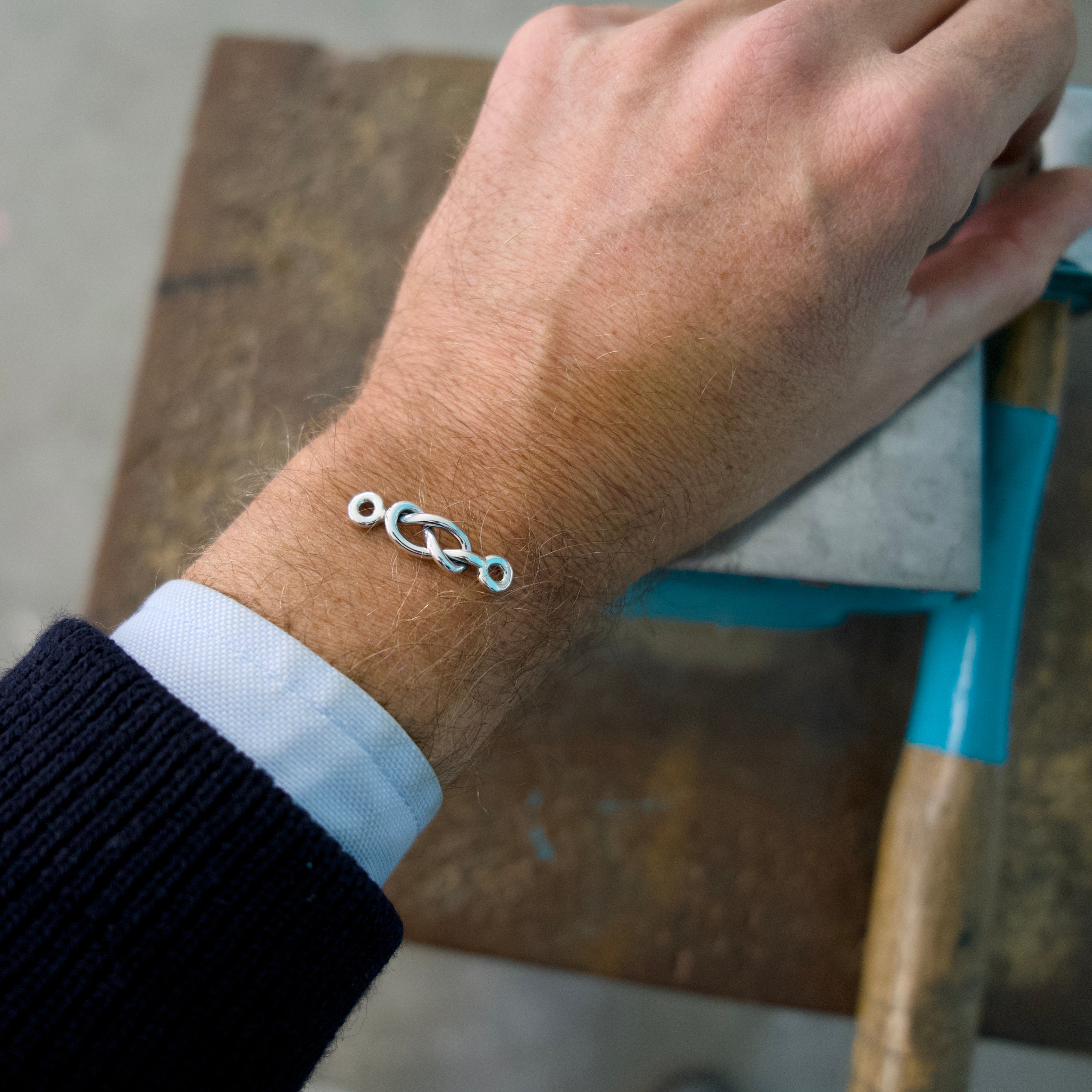Bracelet Cordon Nœud de Huit en argent massif