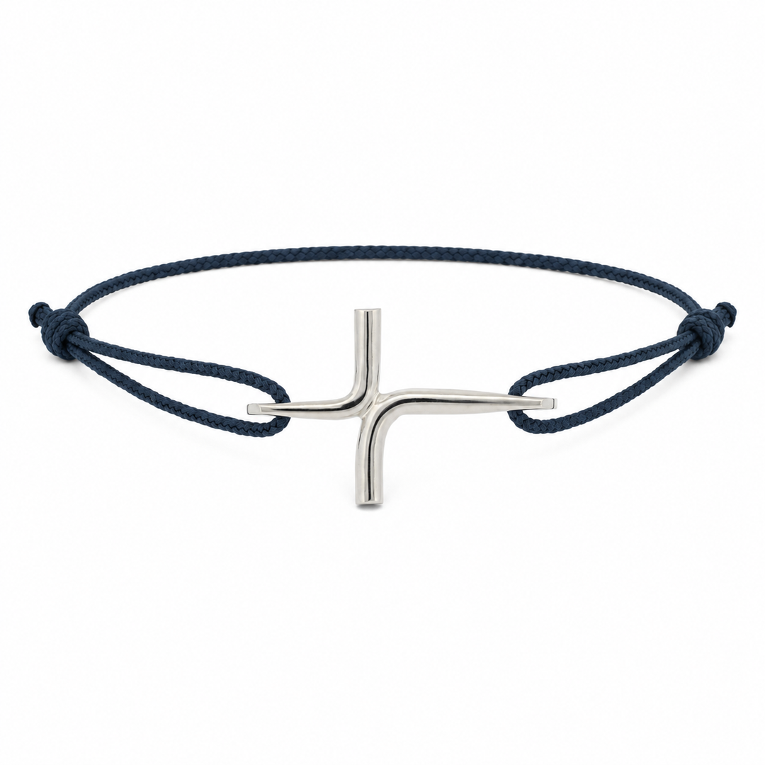Bracelet Cordon croix Jean en argent massif