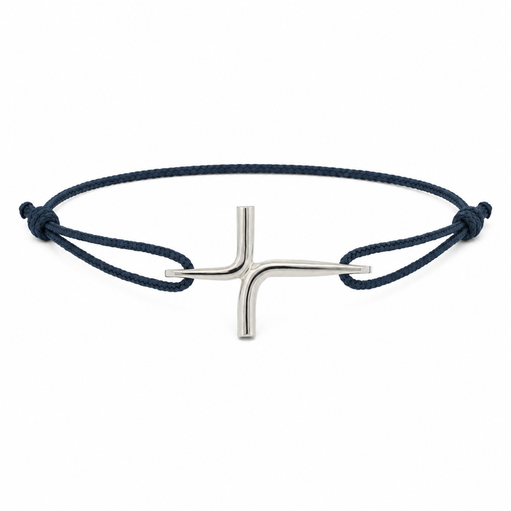 Bracelet Cordon croix Jean en argent massif