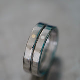 Bague minimaliste en titane avec incrustation d’argent ou d'or 9k – Modèle Oui